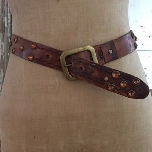 JoEd BY:J. URBINA leather & rhinestone belt, sz 34
